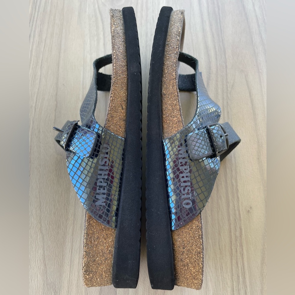 Mephisto Metallic Snake Print Sandals - Picture 4 of 10